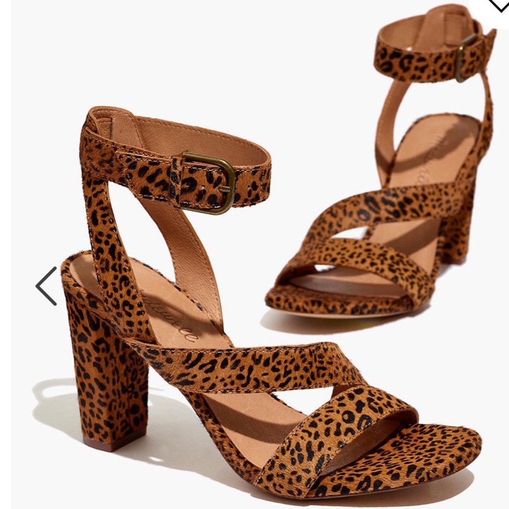 MADEWELL strappy sandals leopard calf hair 7 heels